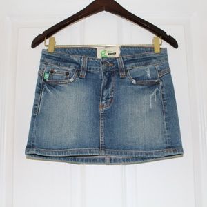 Denim Mini Skirt w/ Embroidery on Back Pockets